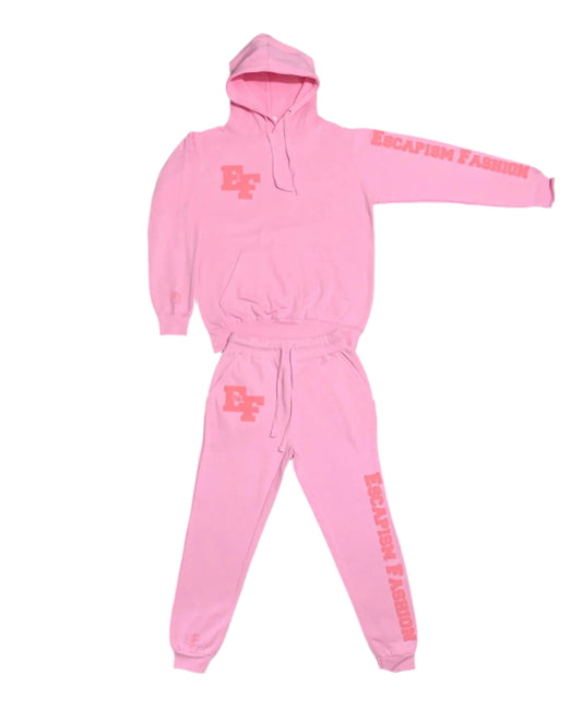 *PRE-ORDER* Pink EF" Puff Print Sweatsuit