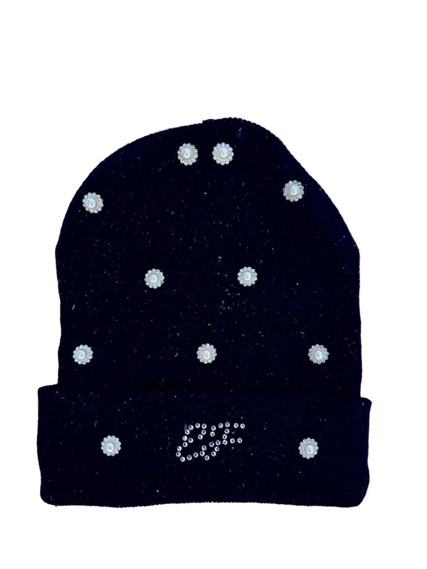 Black Rhinestone Escapism Logo Beanie