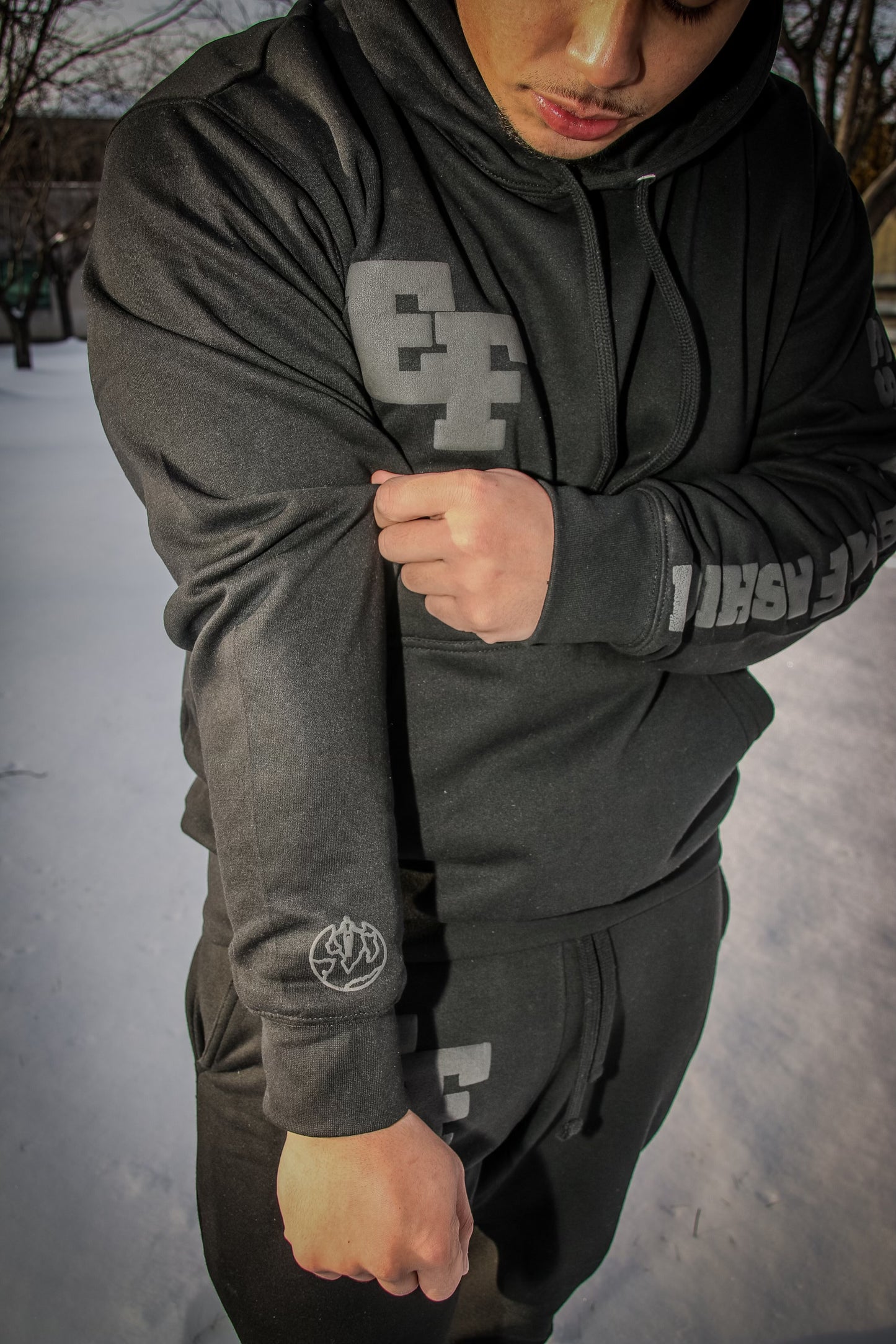 *PRE-ORDER* Black EF" Puff Print Sweatsuit