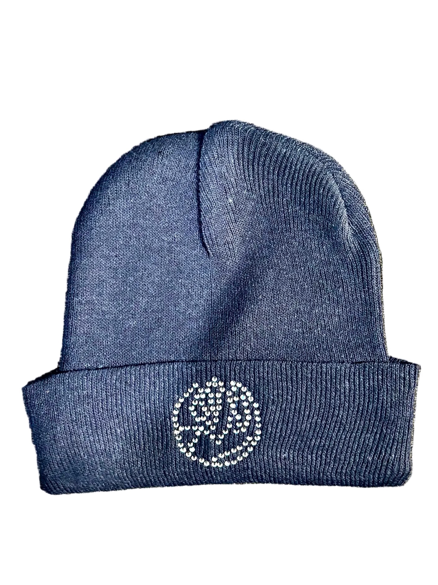 Navy Rhinestone Escapism Logo Beanies