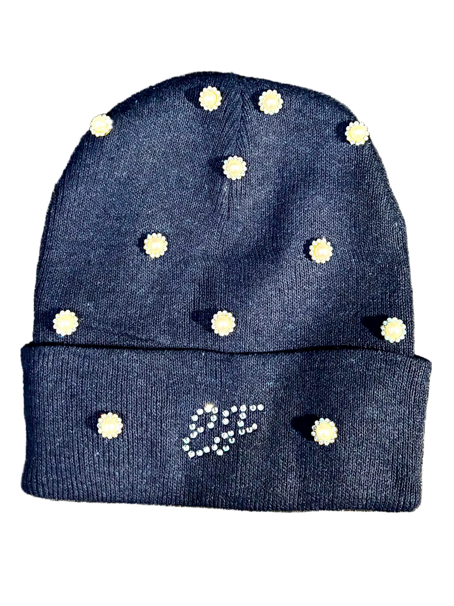 Navy Rhinestone Escapism Logo Beanies