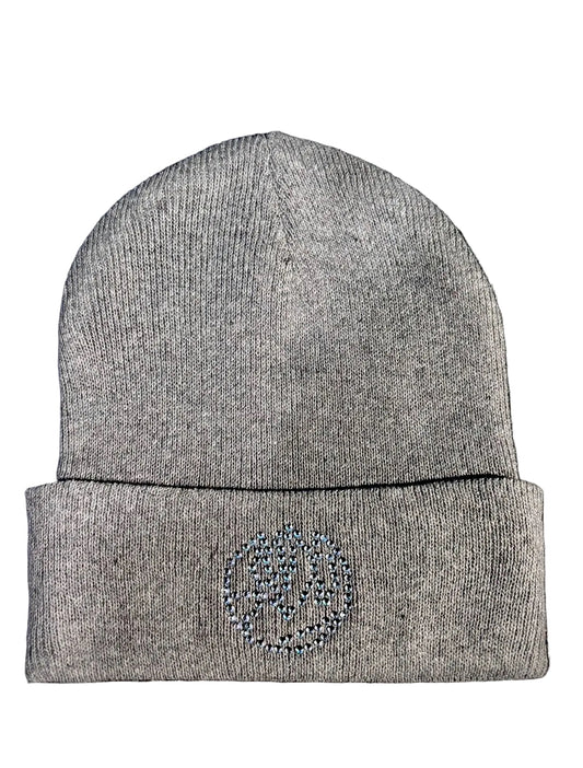 Grey Rhinestone Escapism Logo Beanies