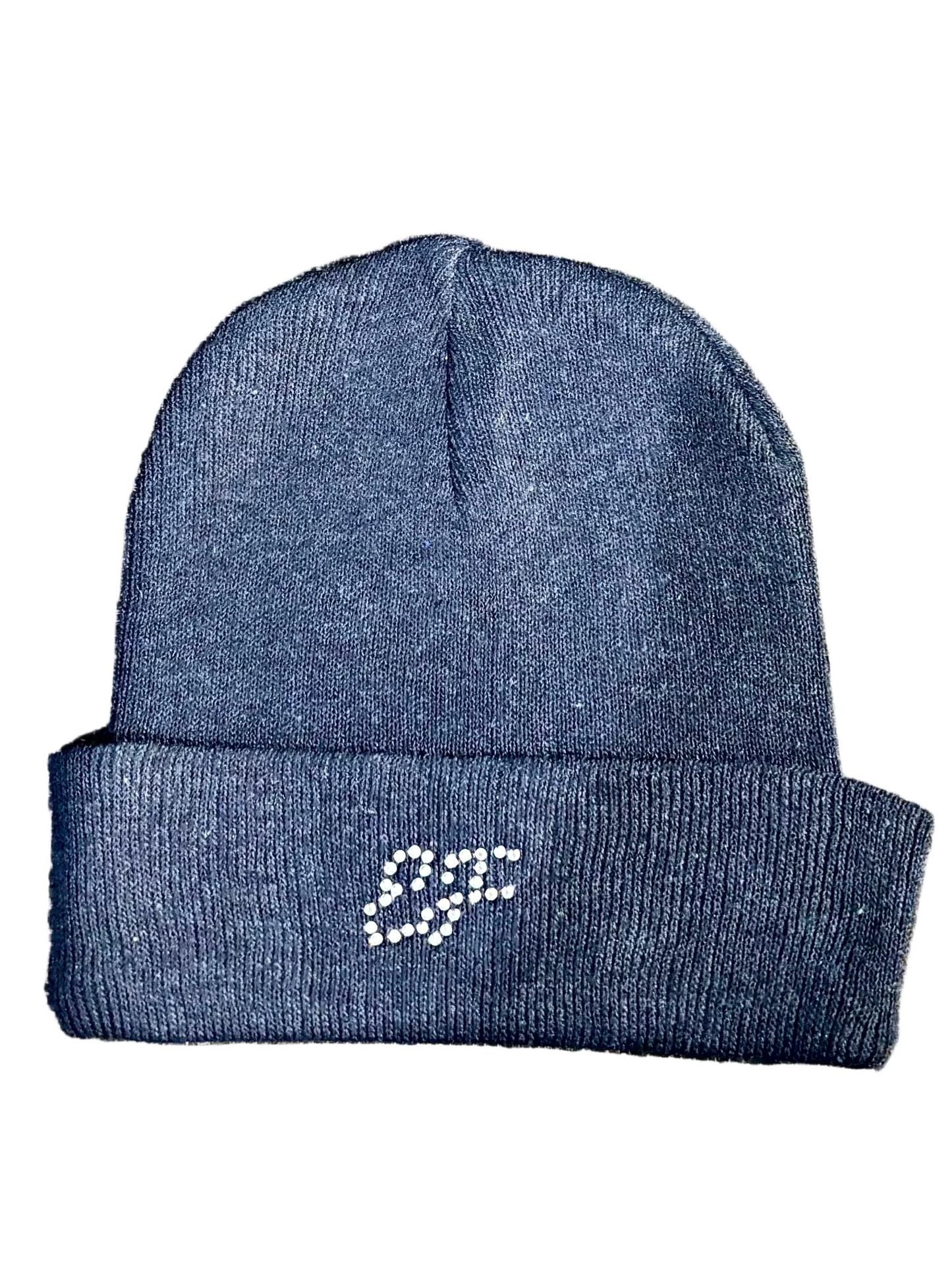 Navy Rhinestone Escapism Logo Beanies