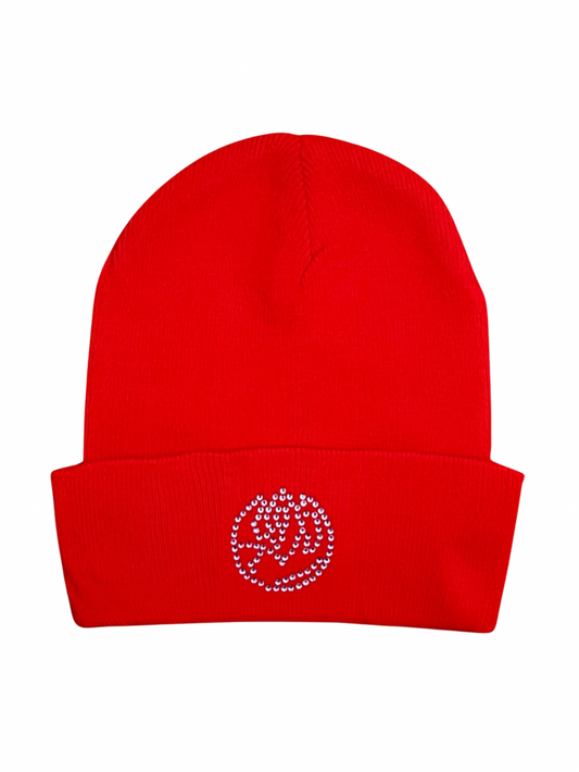 Red Escapism Rhinestone Beanies