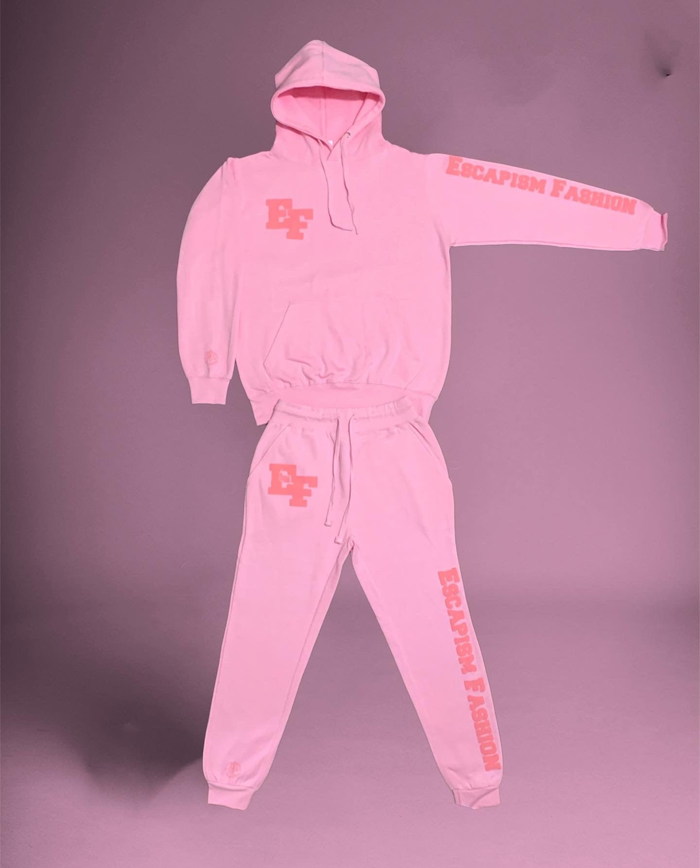 *PRE-ORDER* Pink EF" Puff Print Sweatsuit